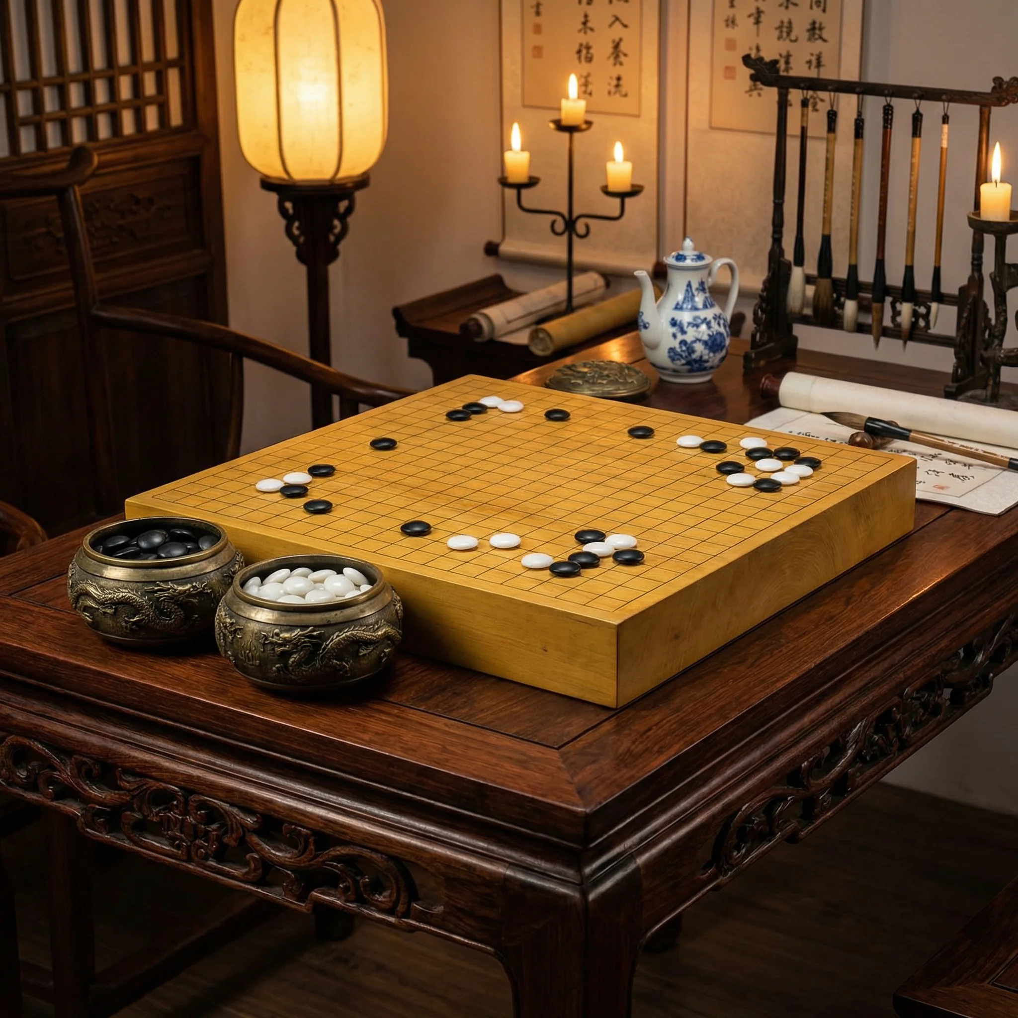 古代围棋棋盘与玉石棋子 - wepoker扑克 鉴赏